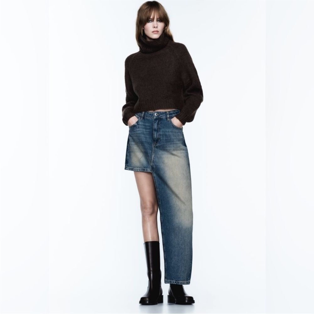 ZARA Z1975 ASYMMETRIC DENIM SKIRT